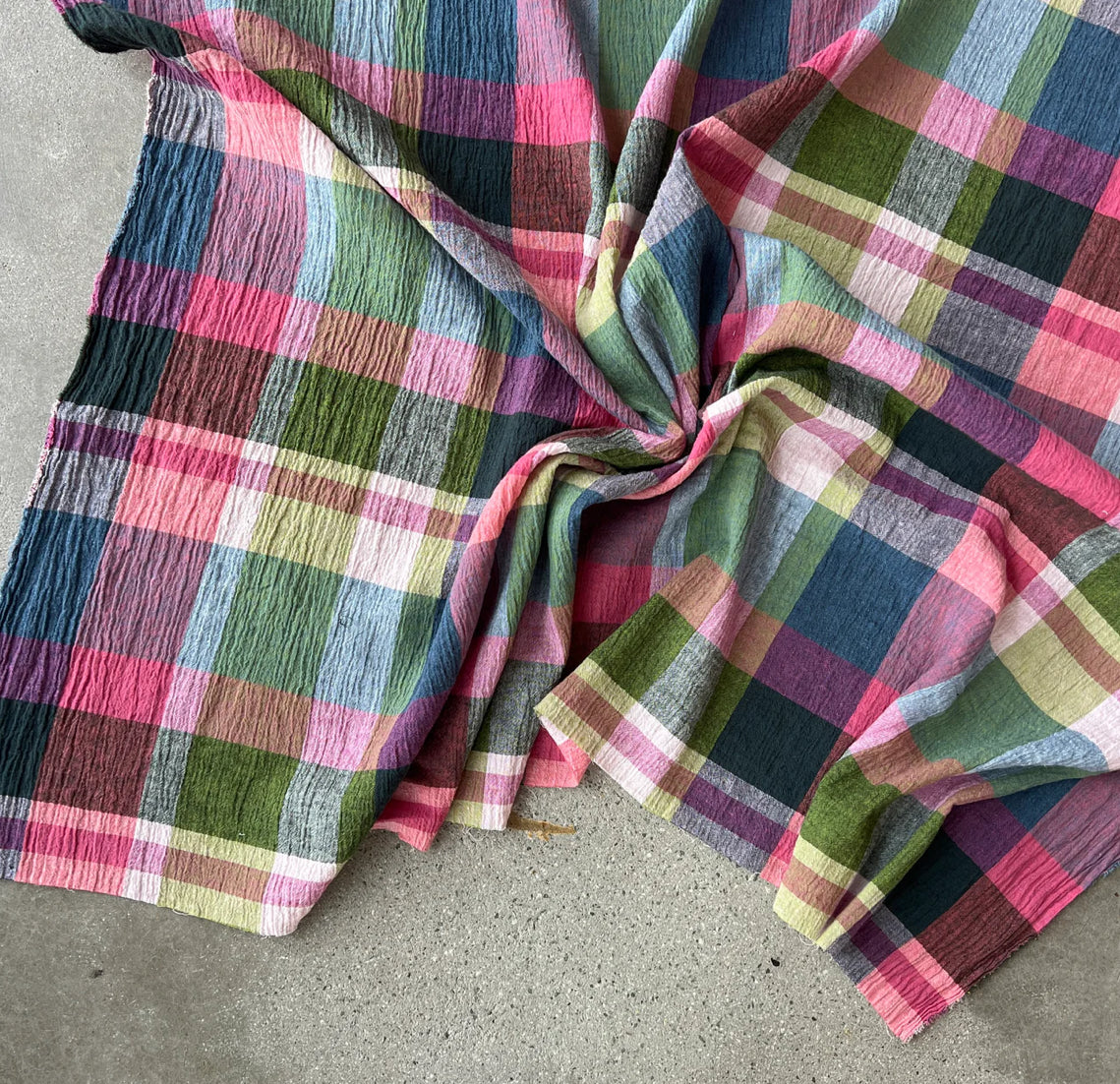 PICNIC CRINKLE/ Linen Cotton crinkle check