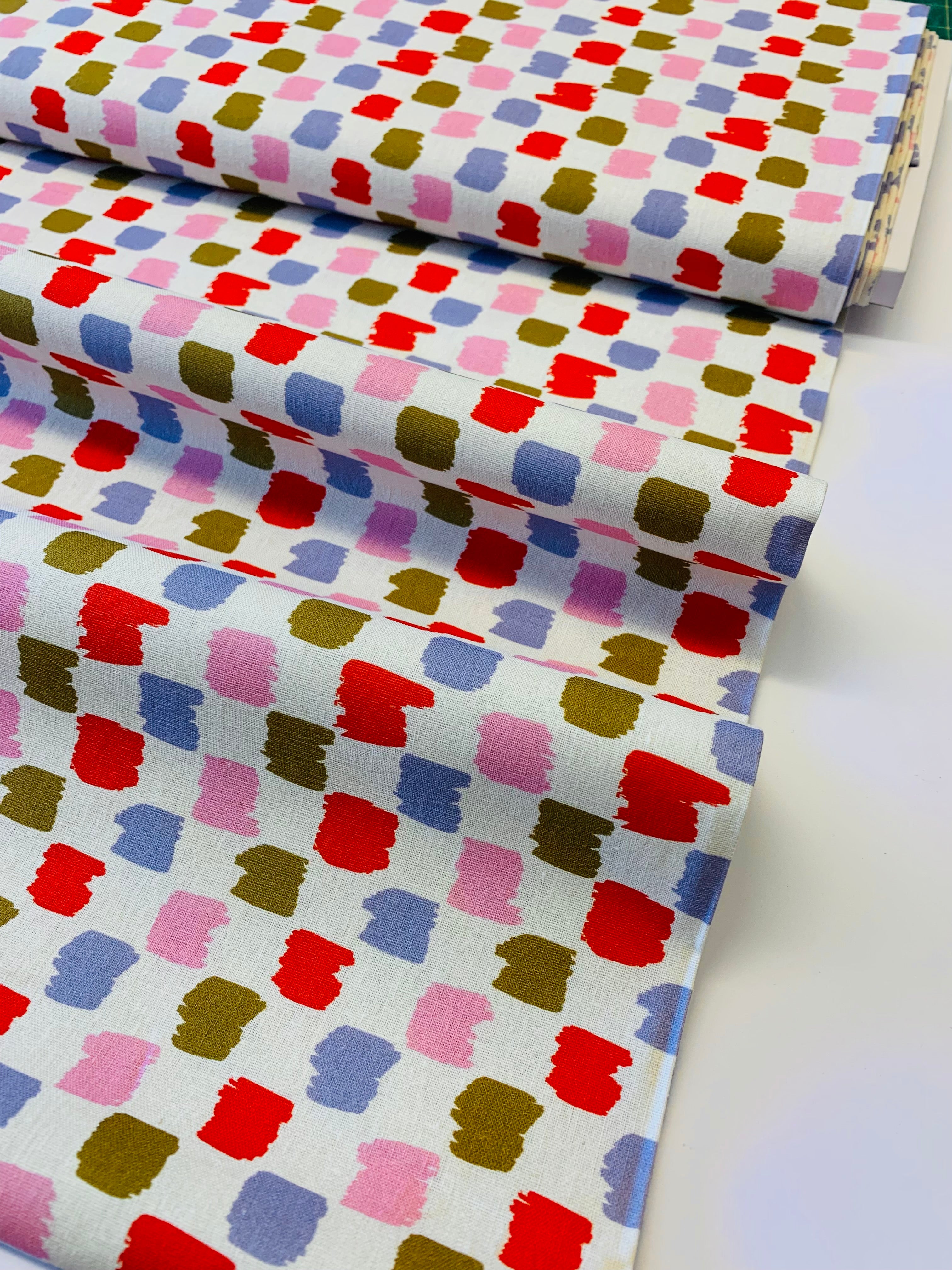 Devonstone/ Collage Checkers on Linen Cotton