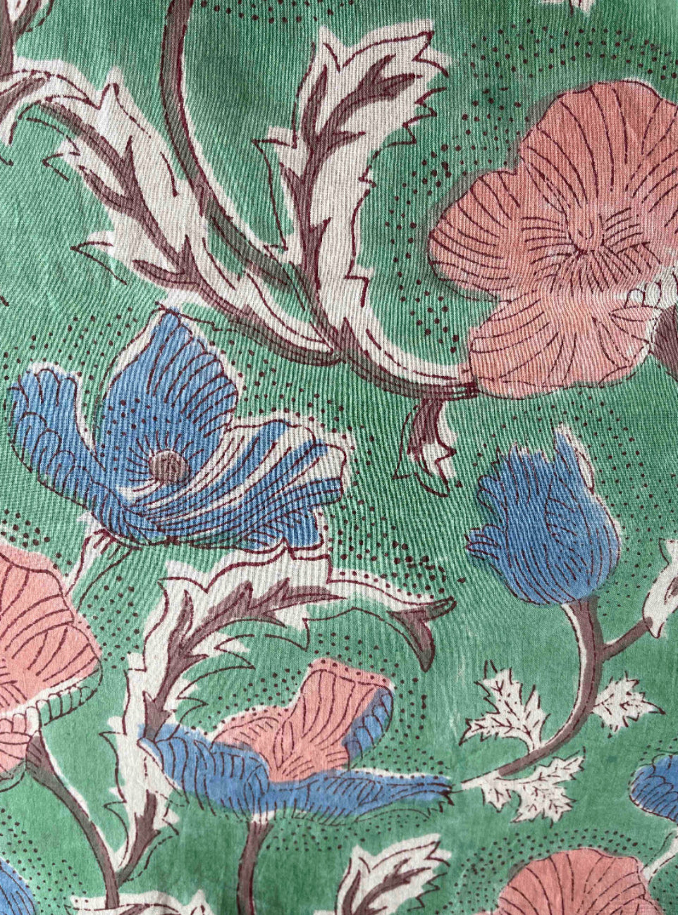 INDIAN POPPY/ Block Printed Indian Cotton