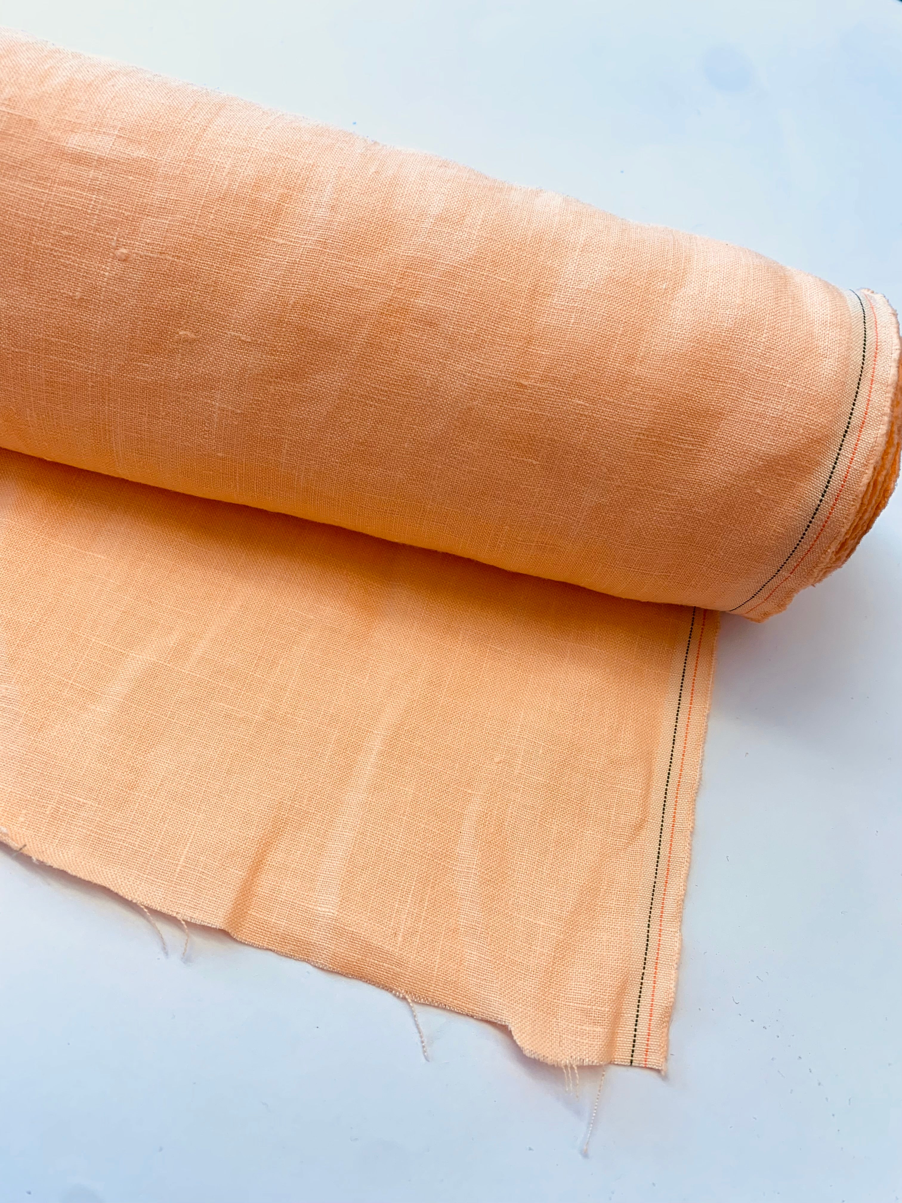 LINUM/ Heavy Weight Antique Wash Linen in Peach Fuzz