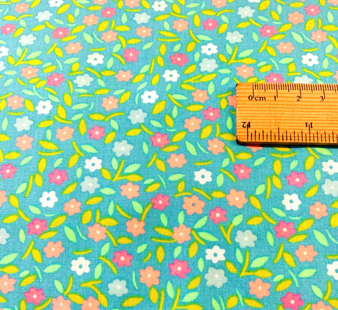 Petit Pan/ Peace and Love Azure Printed Cotton
