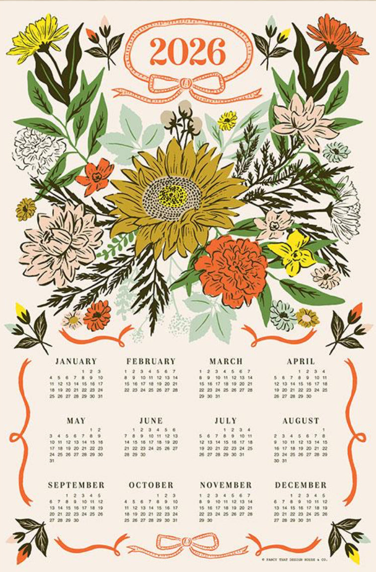 2026 Calendar Tea Towel/ Bouquet by Moda