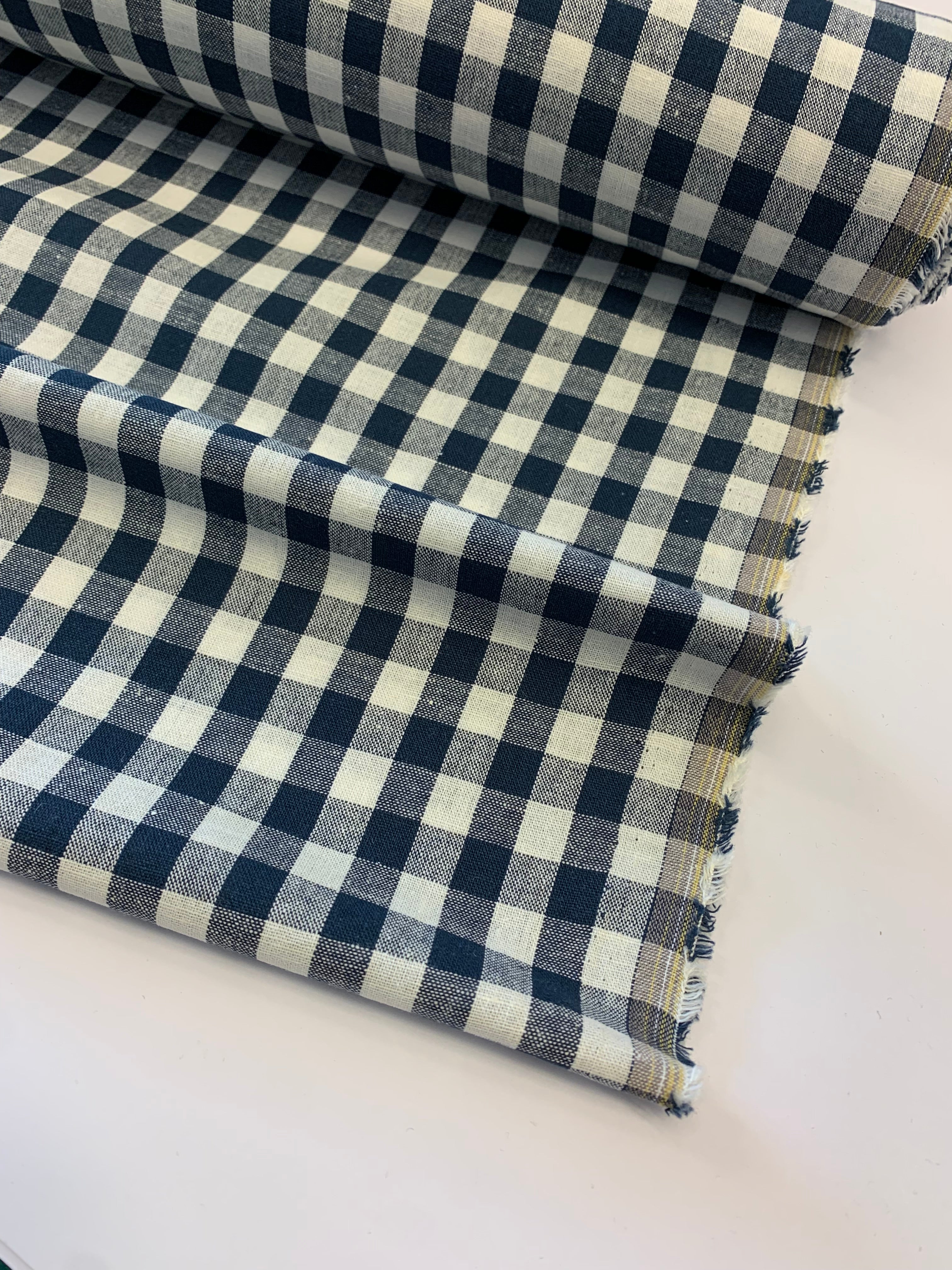 SKYBIRD/ Cotton Linen Check in Navy