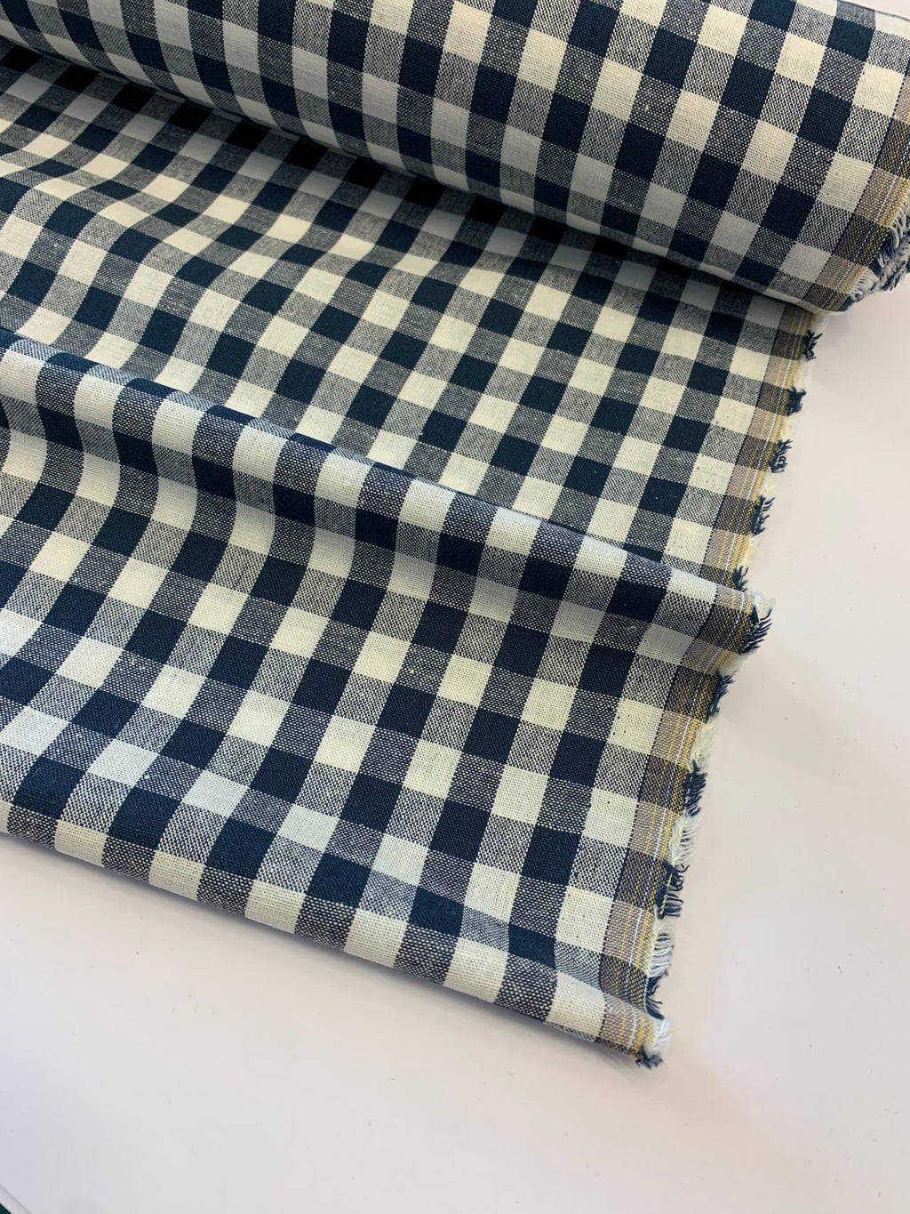 SKYBIRD/ Cotton Linen Check in Navy