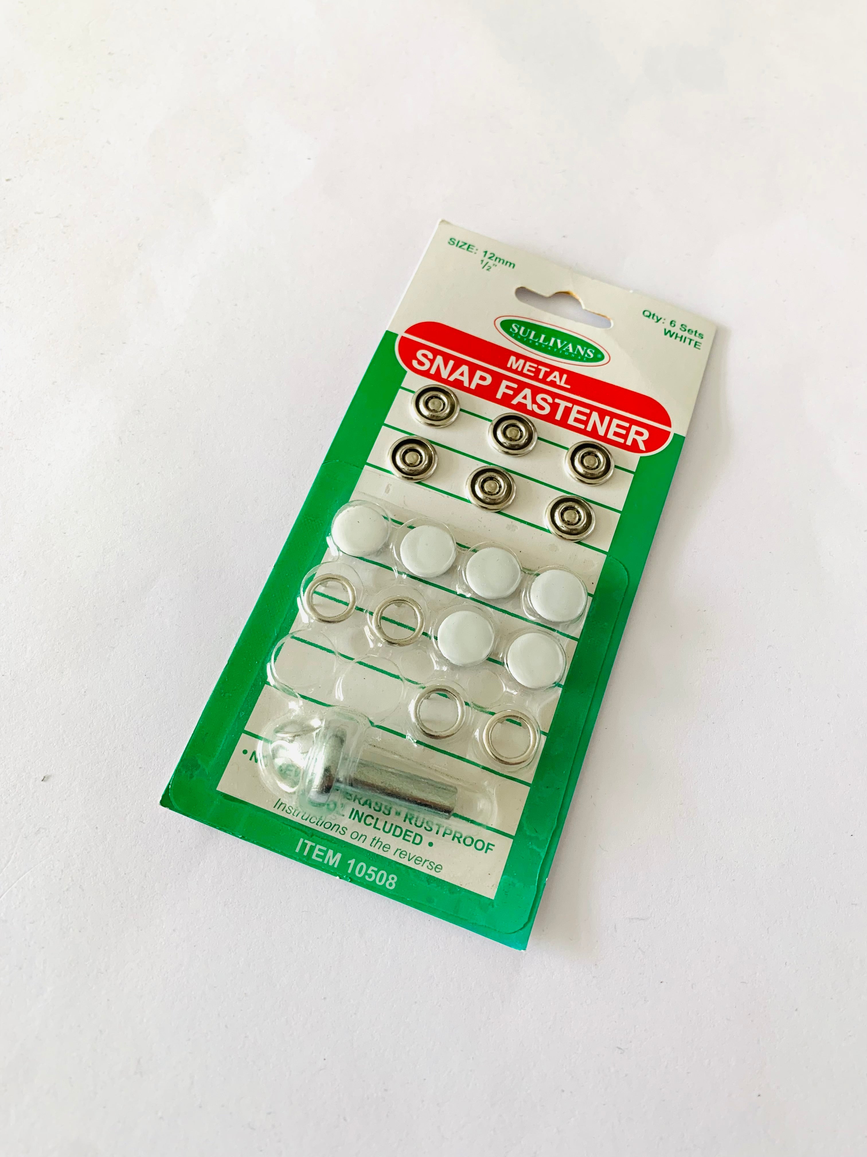 Sullivans Metal Snap Fastener/ 12mm White