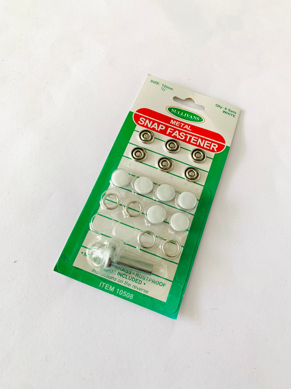 Sullivans Metal Snap Fastener/ 12mm White