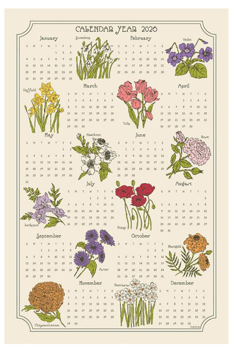2026 Calendar Tea Towel/ Flora by Moda