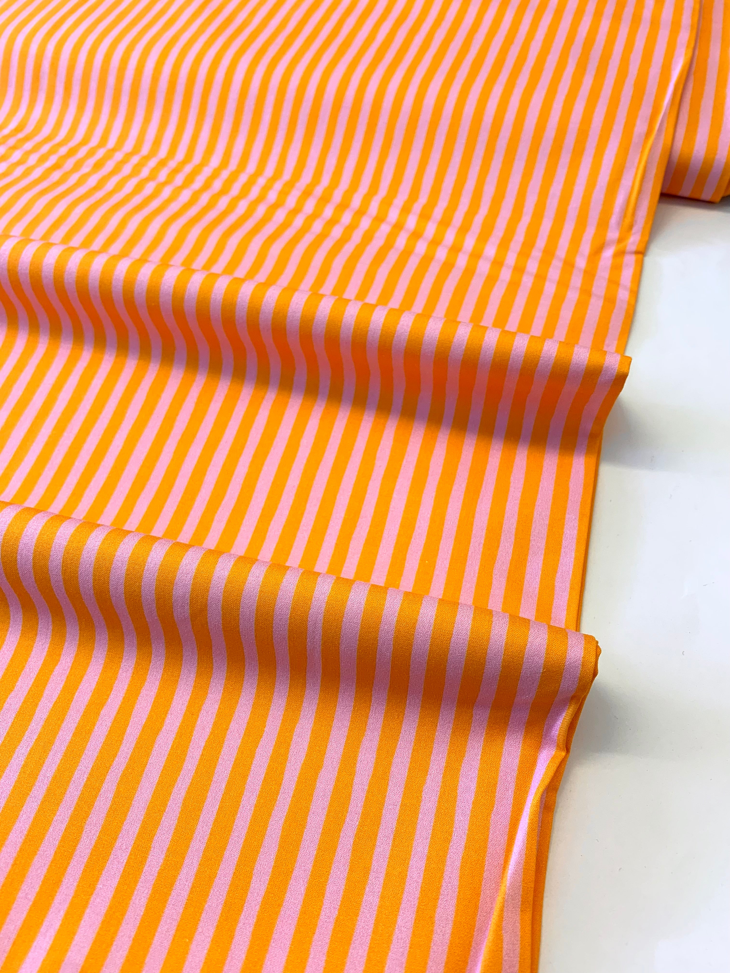 Heather Ross  Ruby & Bee Blenders/ Drawn Stripe in Tumeric/Vervain