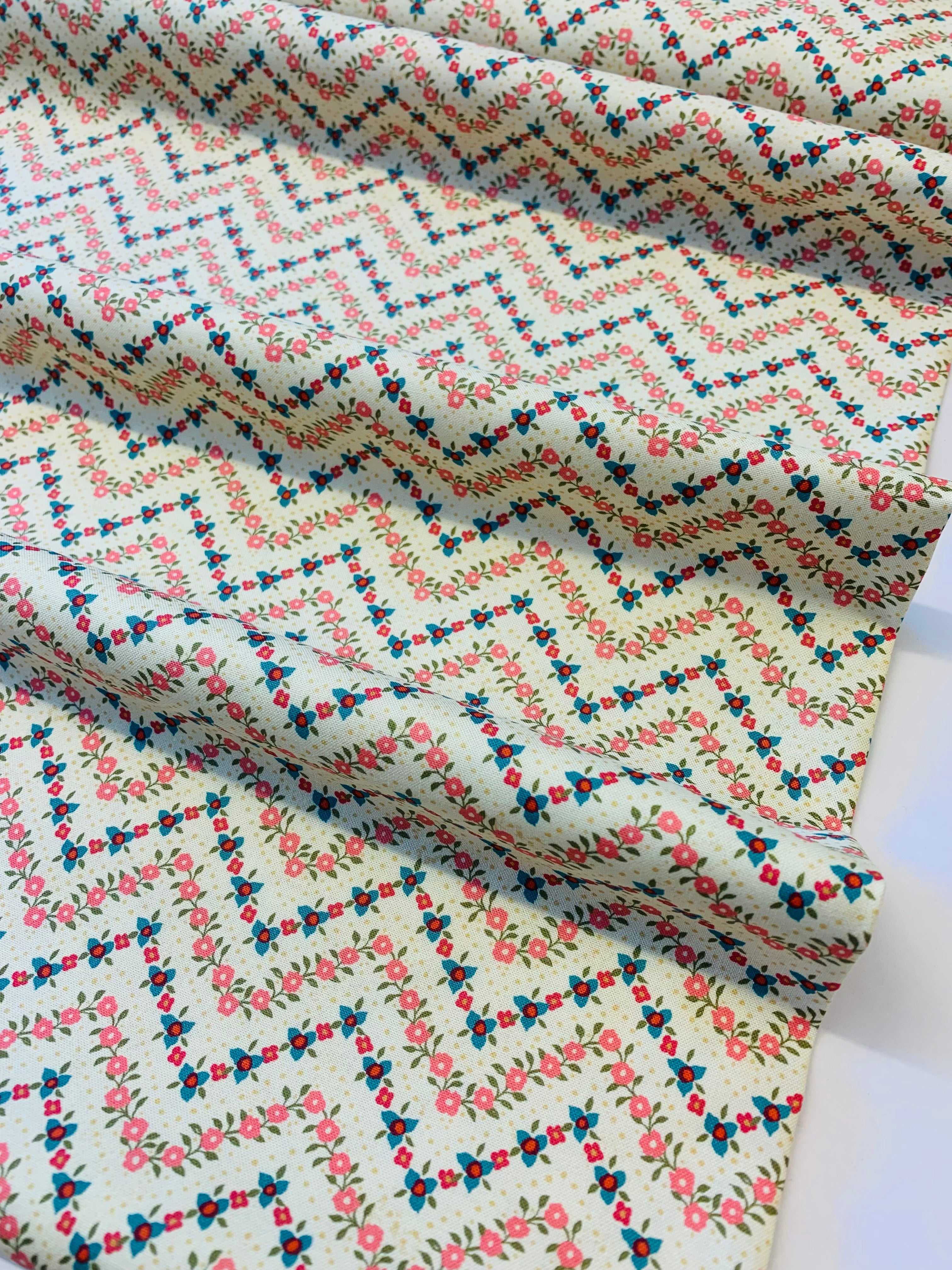 Moda/ Sagewood Floral Chevron