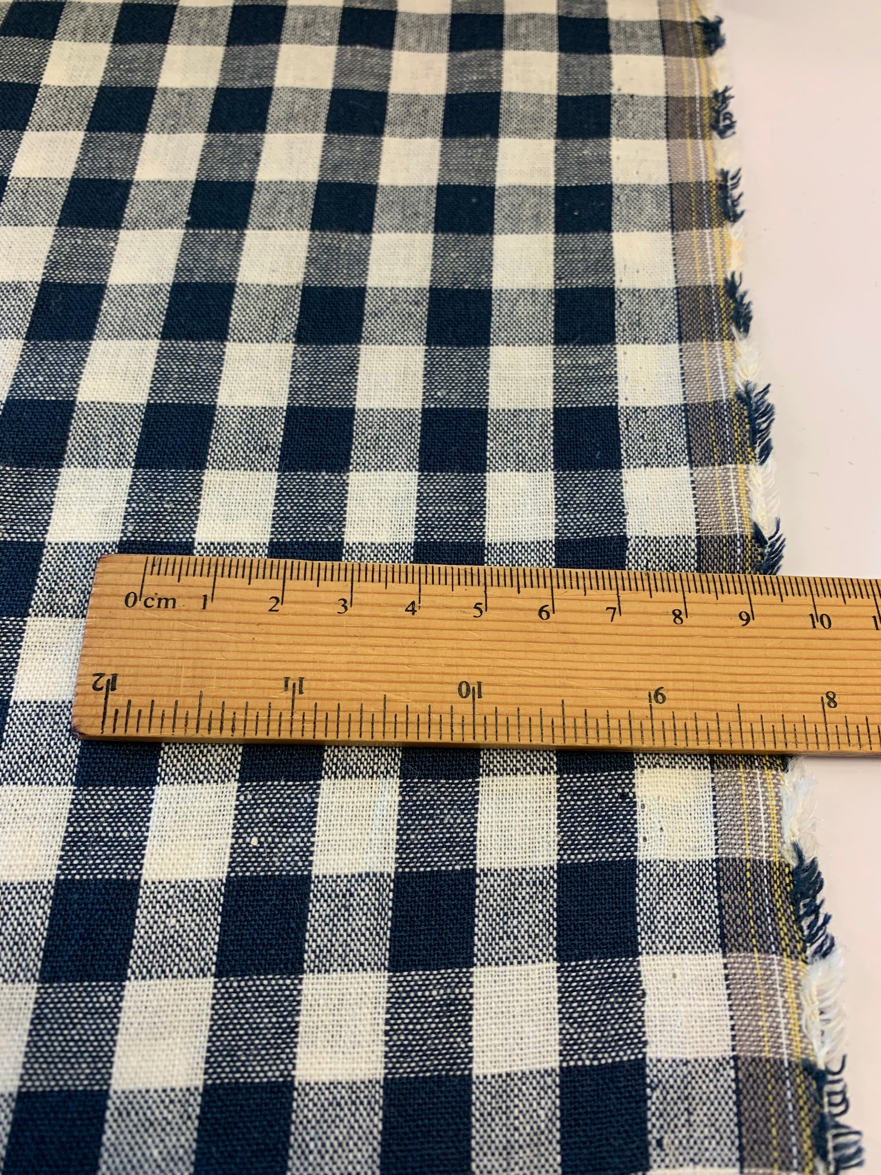 SKYBIRD/ Cotton Linen Check in Navy