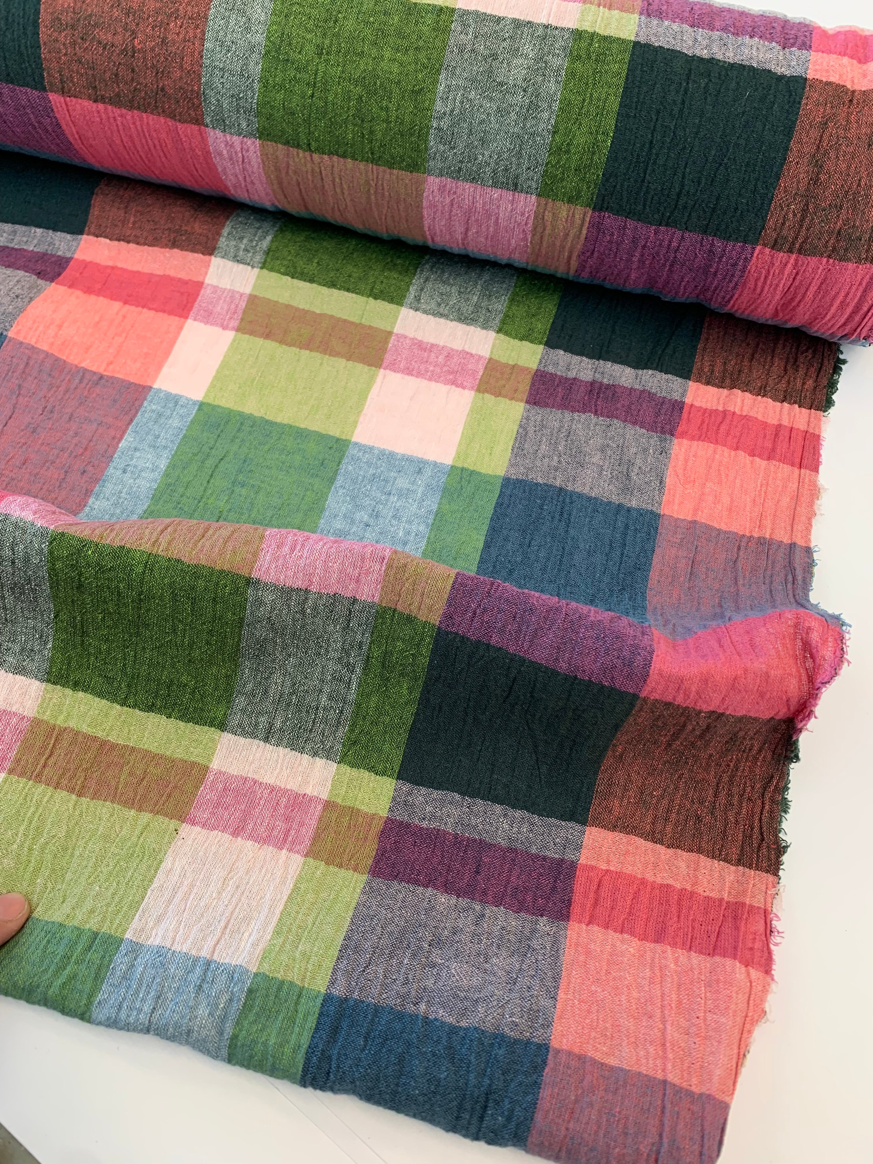 PICNIC CRINKLE/ Linen Cotton crinkle check