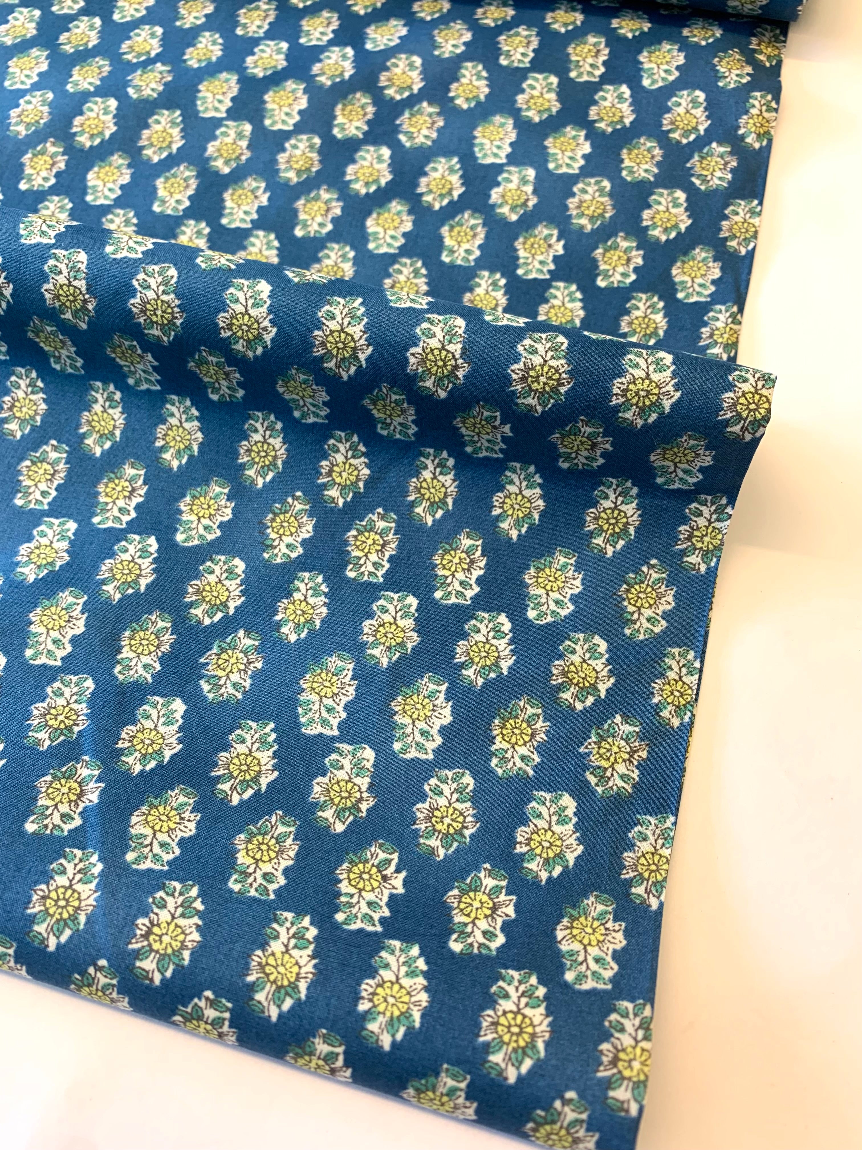 Kokka Japanese Cotton/ Ditsy Cottage Floral in Blue