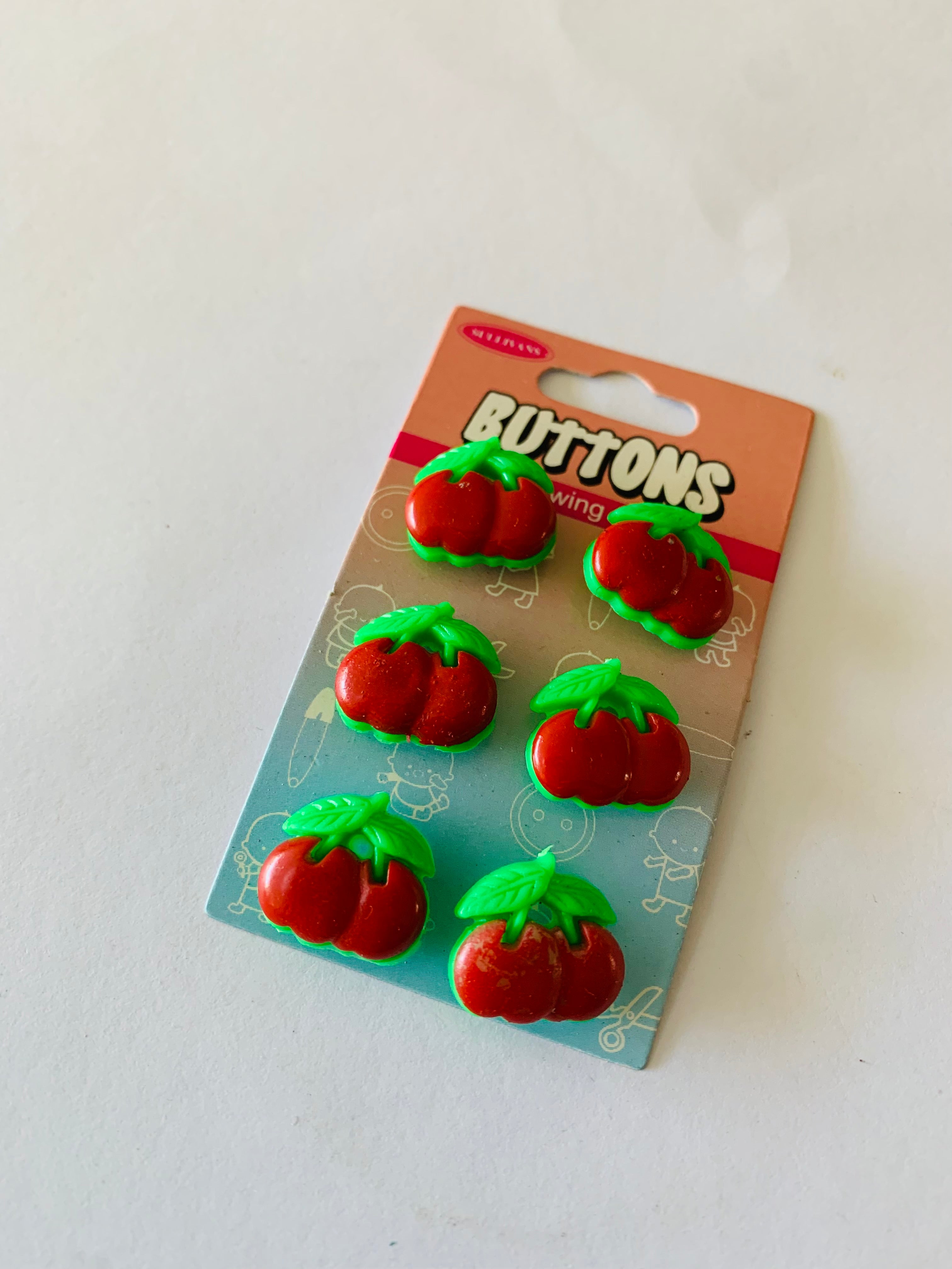 Cherry buttons: Pack of 6