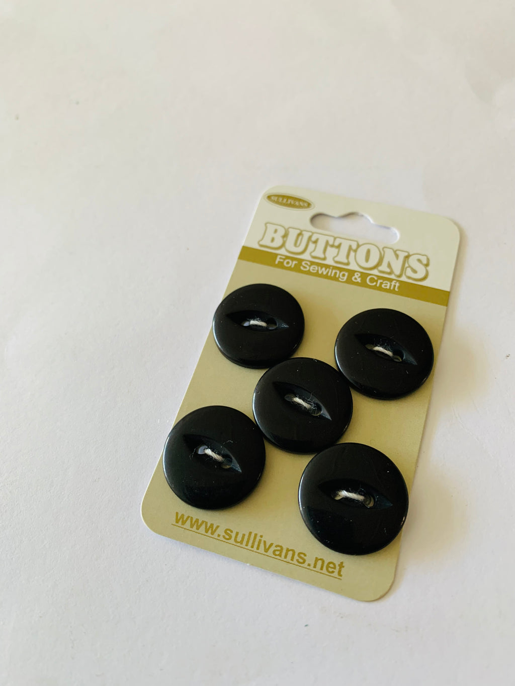 Black 2 Hole buttons: Pack of 5