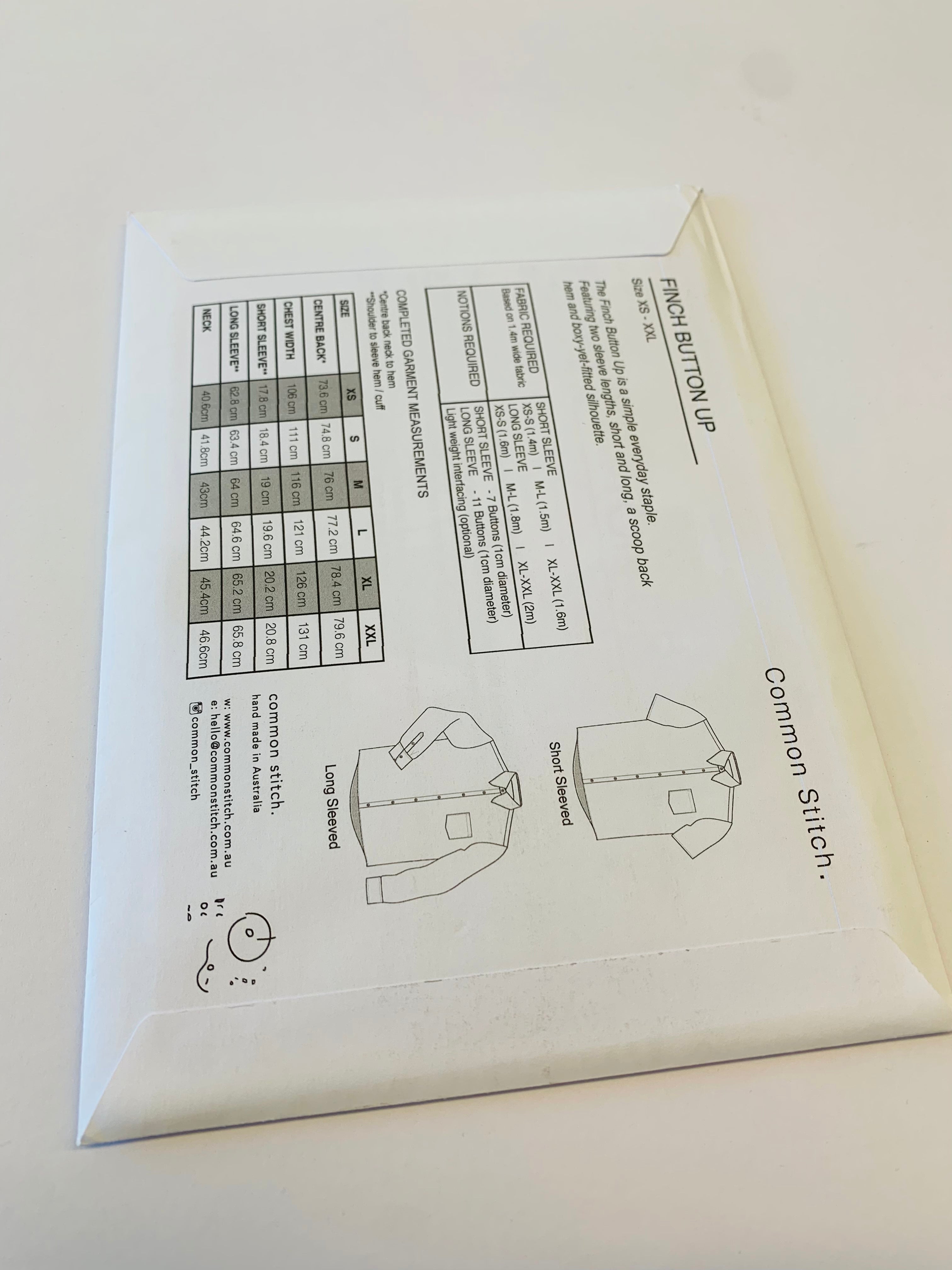 Common Stitch Finch Button Up Paper Pattern
