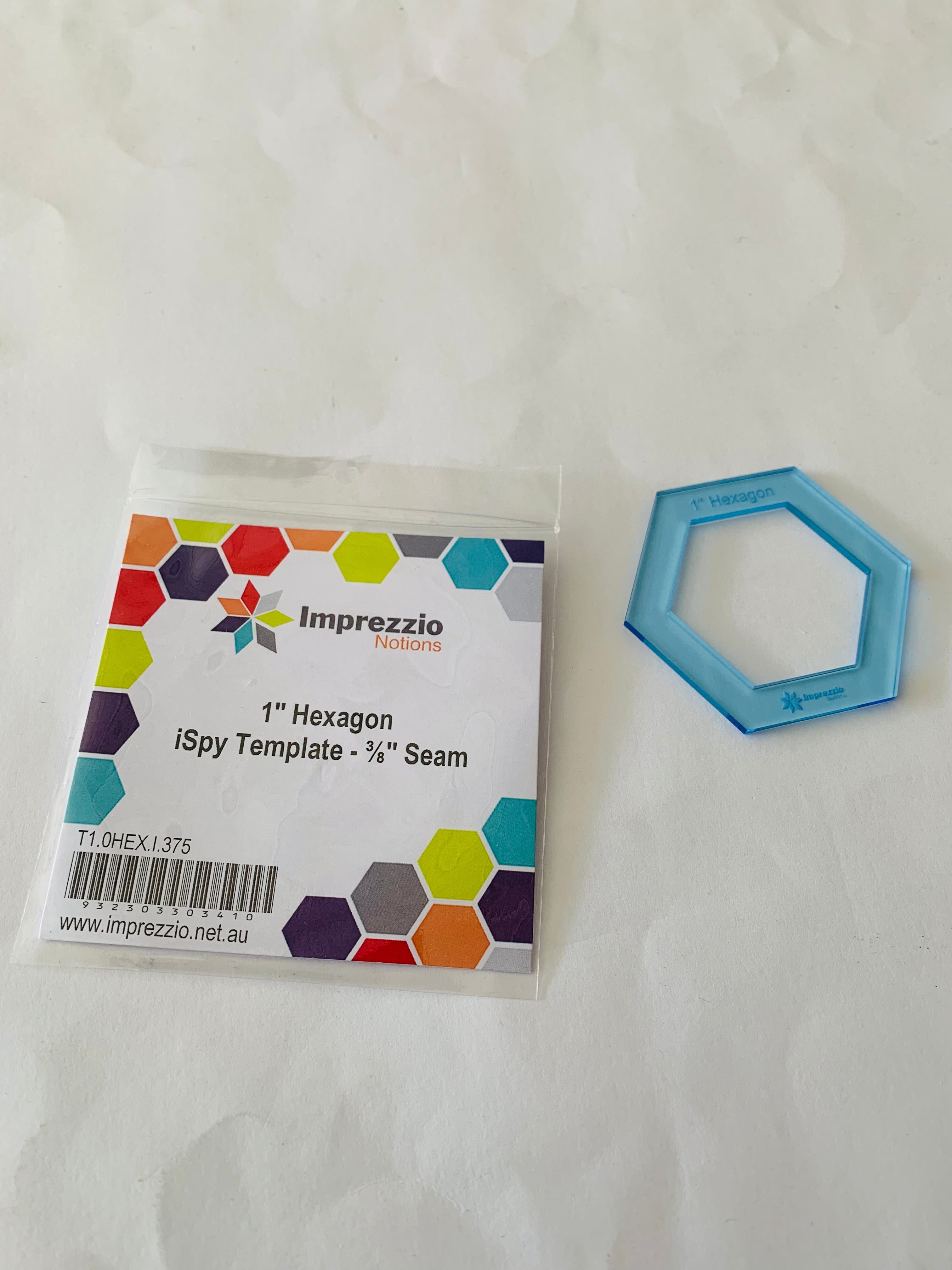 Imprezzio 1” Hexagon iSpy Template: 3/8” seam