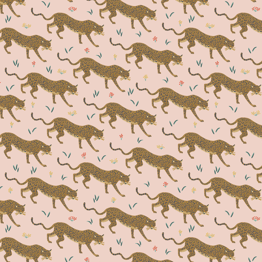 Cotton and Steel/ Rifle Paper Co: Camont/ Jaguar in Blush Metallic