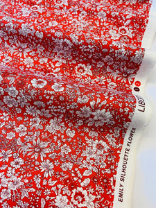 Liberty cotton: Emily Silhouette Flower RED