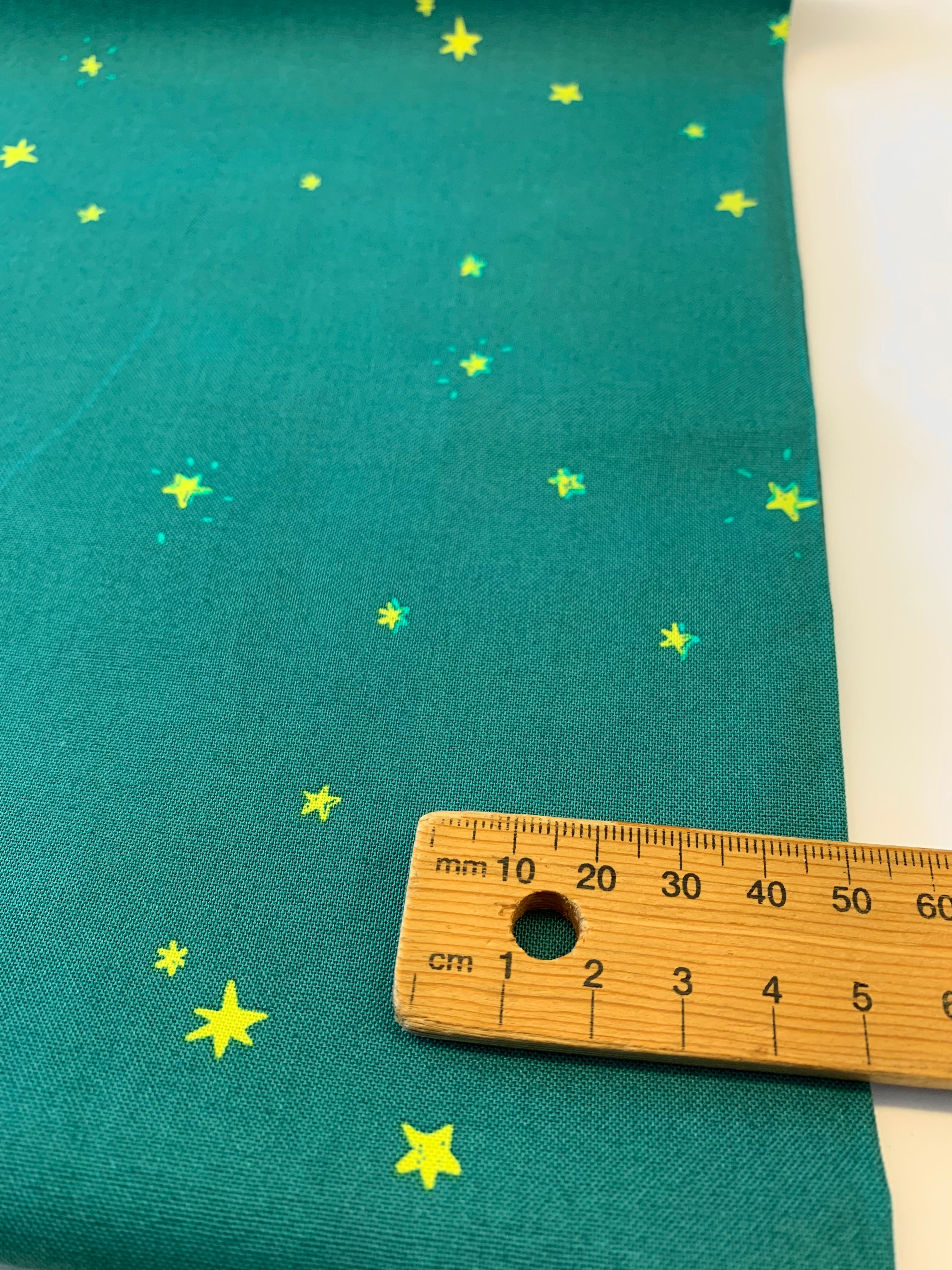 Heather Ross: Lucky Rabbit/ Hand Drawn Stars in Teal