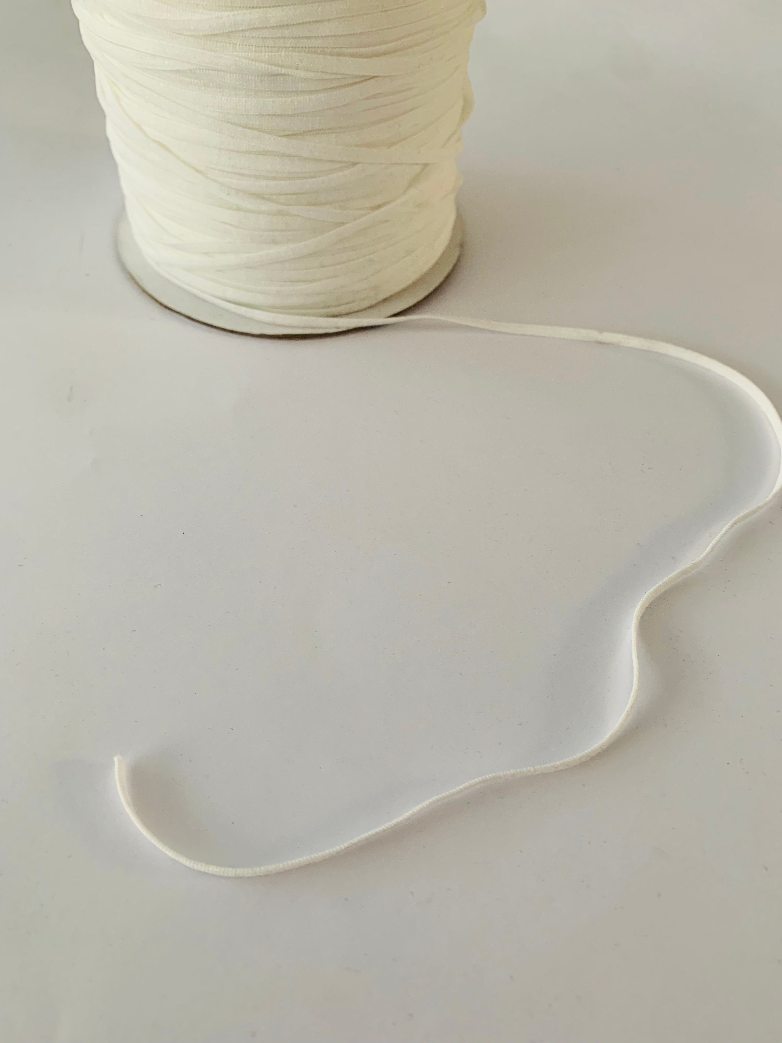 Elastic: Soft braided flat 3mm in white