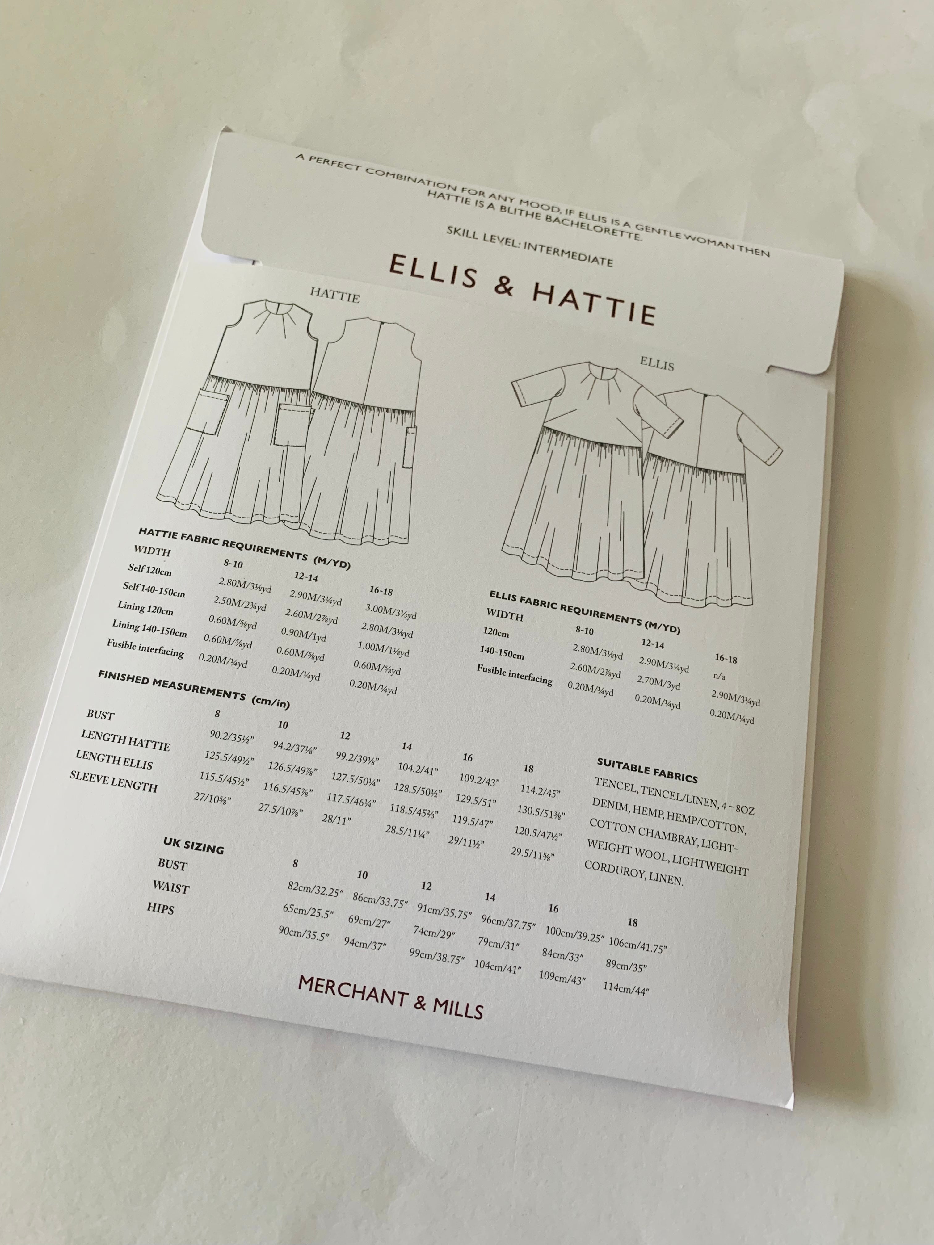 Merchant & Mills Sewing Pattern: Ellis & Hattie: Size 8-18