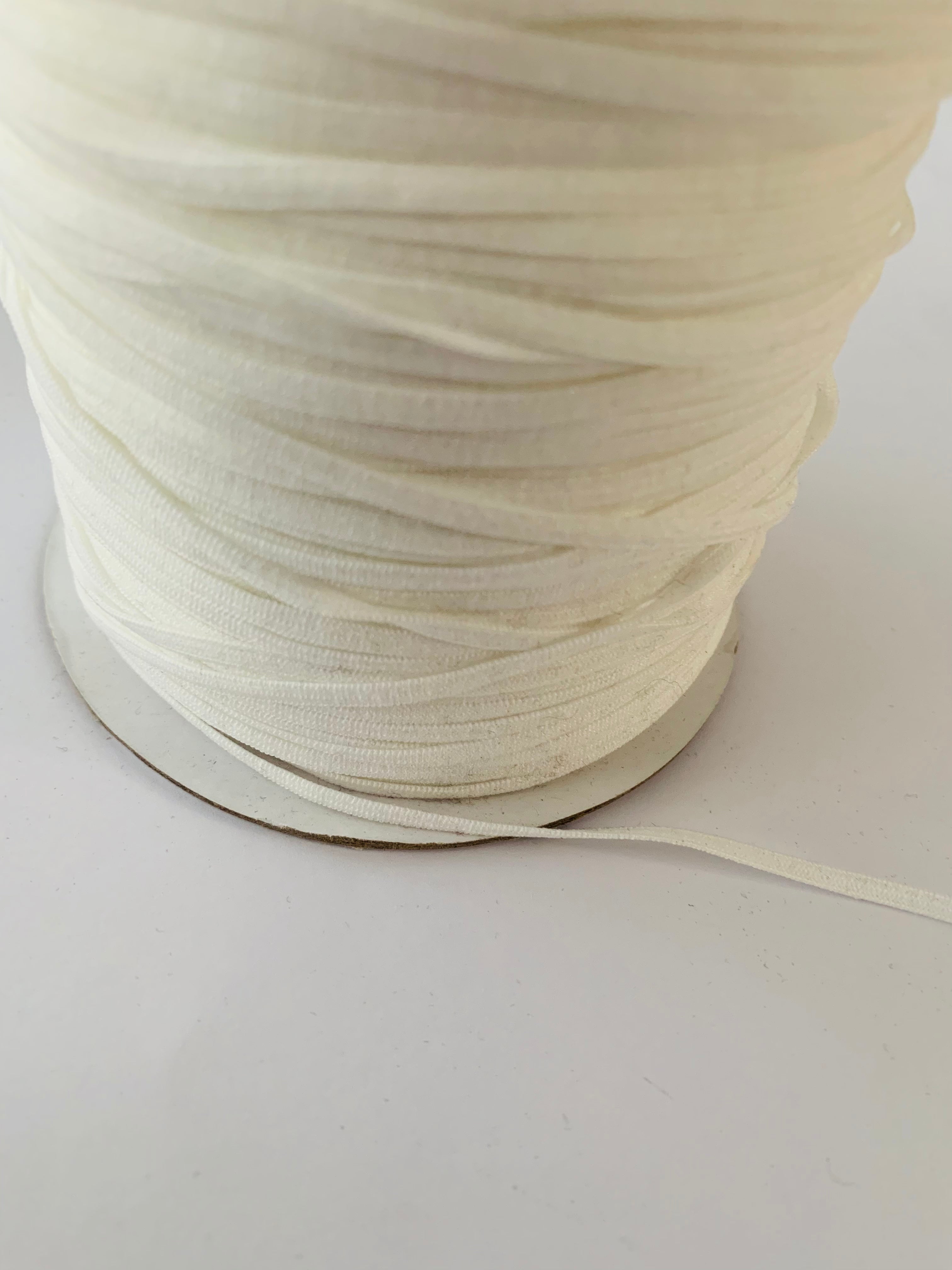 Elastic: Soft braided flat 3mm in white