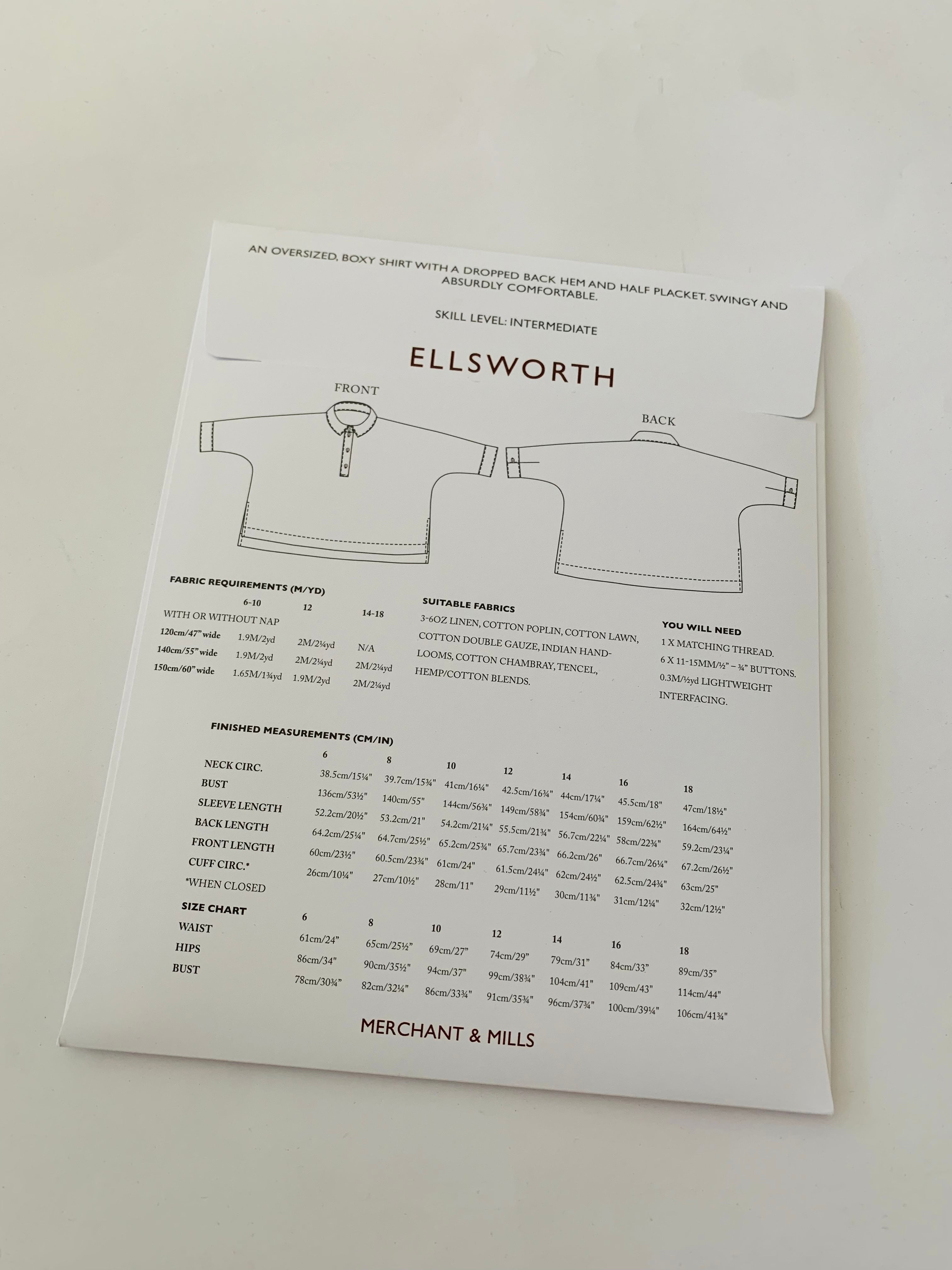 Merchant & Mills Ellsworth Sewing pattern: 6-18